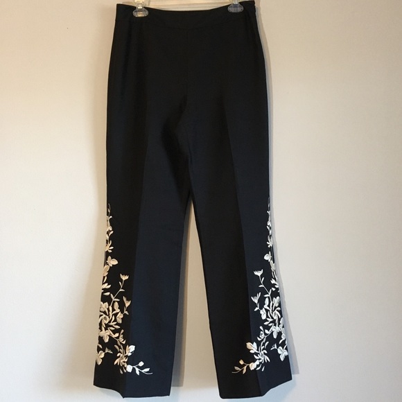 Harold's Pants - Embroidered Flare Leg Boho Pants Embellished Wide